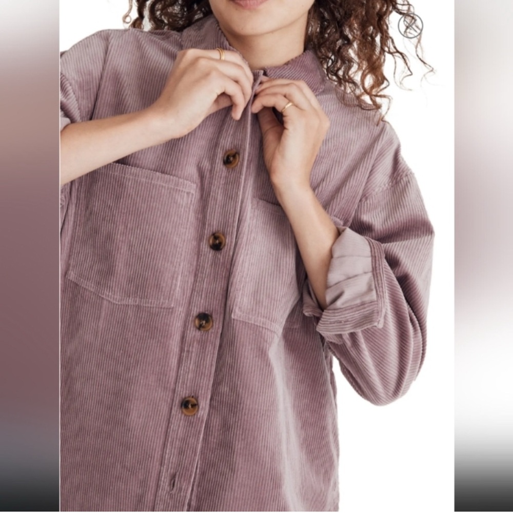 Madewell pale thistle corduroy Kentwood oversized shirt shacket